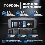 8A/3A/1A Car Battery Charger Automotive with Voltage Detection, 12V/6V TOPDON TB8000 Automatic Battery Maintainer, Lead…