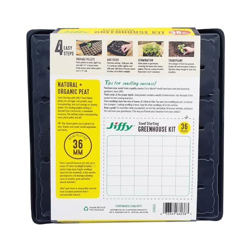 Image of Jiffy Seed Starting Tray Kit - 36 Cell, Bonus 3 Pack, Seeding Starter Kit - 11 x 11 x 4.25 in