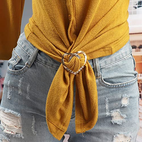 Image of 2 Pcs Scarf Ring Clips for Women Metal Shirt Tightener Cinch Buckle for Silk Scarf Shawl Blouse Sweater T Shirt Clothing Accessories