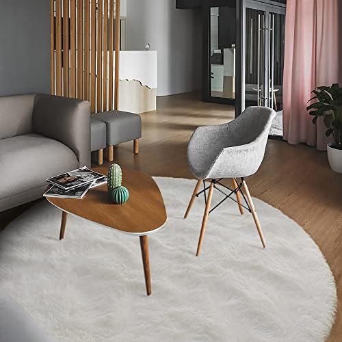 Chicrug Fluffy White Round Area Rugs for Girls Bedroom, 4x4 Feet Shaggy Circle Area Rug for Living Room, Soft Fuzzy Carpets for Princess Room, Cute Rug Kids Circular Playmats for Baby Nursery Home 6 51rdutGOXcL. AC