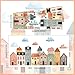 Colorful Town Wall Decal,Cute Watercolor House Art Decor,Peel and Stick Town White Cloud Wall Sticker for Kids Boys Nursery Bedroom Playroom Daycare Classroom Baby Room Decor Gifts.