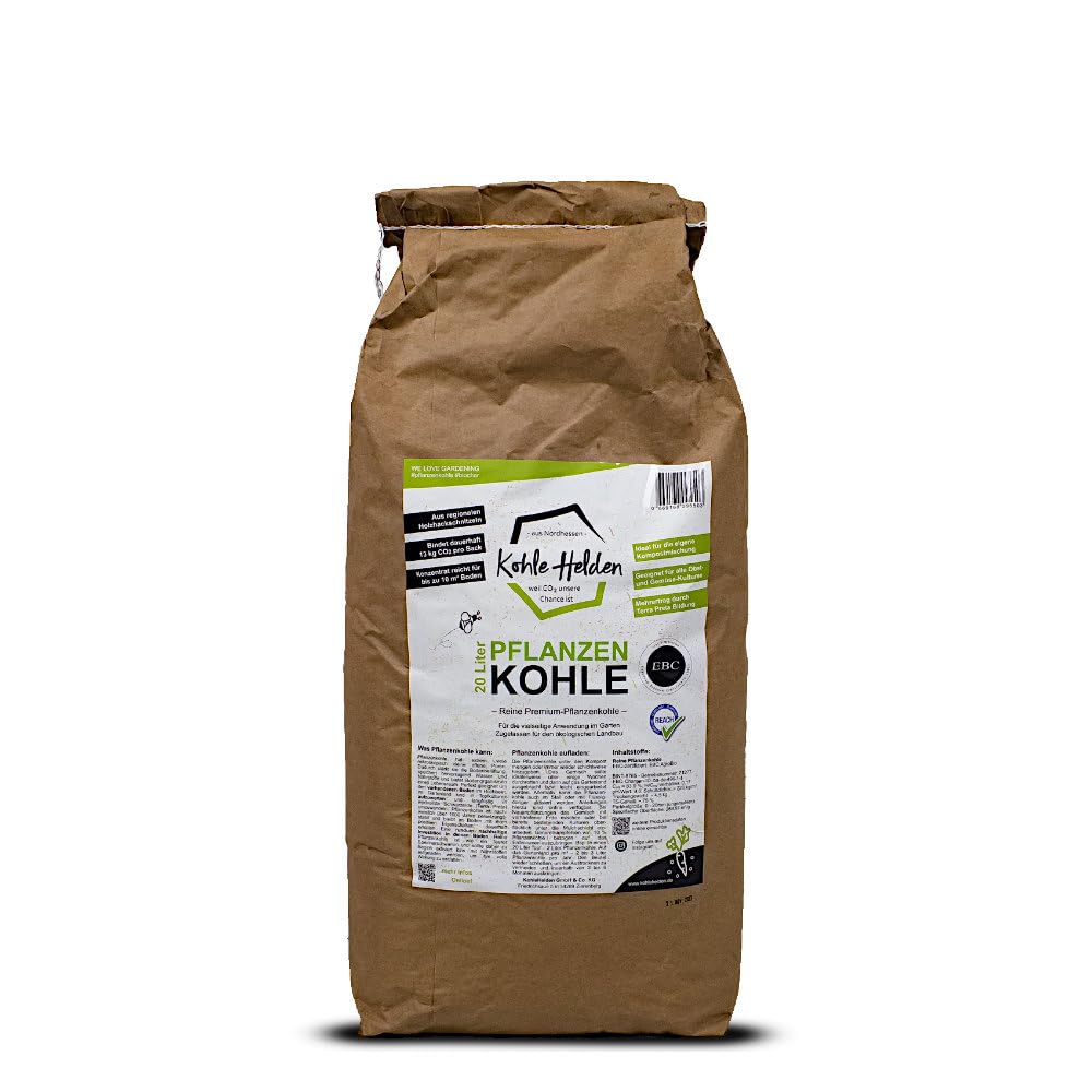 20 Liter Pflanzenkohle, EBC AgroBio Zertifiziert, Biokohle, Biochar für TerraPreta, Bodenverbesserer, Konzentrat, Wasser- und Nährstoffspeicher (20 L)