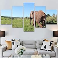 SIGNWIN 5 Panel Canvas Wall Art Animals Black and White Dramatic Duotone Expressionism Grey Modern Artwork for Home Decorations Ready to Hang - 60