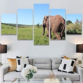 SIGNWIN 5 Panel Canvas Wall Art Animals Black...