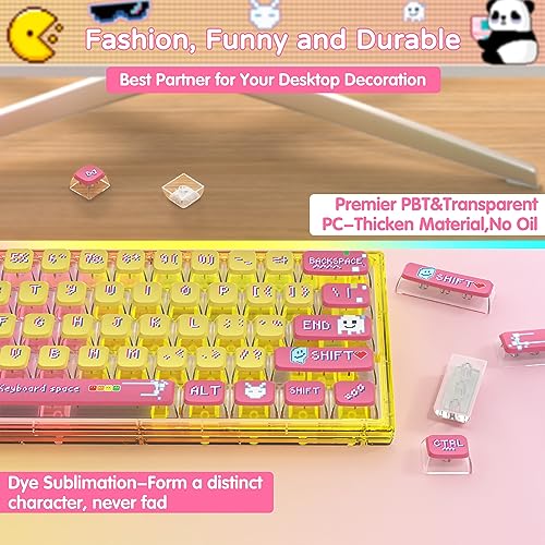 MAMBASNAKE 120 Keys PBT Pudding Keycaps Set,ASA Profile,Dye-Sublimation,ANSI US Layout for 61 68 87 98 104 108 Mechanical Keyboard,Compatible with Cherry Gateron Otemu Kailh MX Structure(Retro Pixel) - Image 3