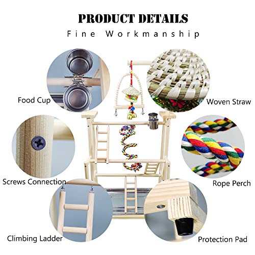 Kucdbun Bird Playground 3 Layers Parrot Playstand With Bird Rope Perch For Parakeets, Budgies, Cockatiel, Conures, Finches, Lovebirds Ect Small Birds #TOP2