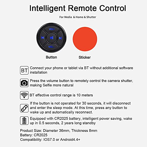 Mini télécommande de volant de voiture Bluetooth 5.0 iOS Android - 6