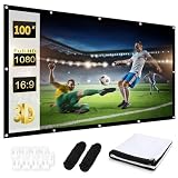 Pantalla de proyección de 100 pulgadas, pantalla de proyección, 16:9 HD, pantalla de proyección plegable antiarrugas, proyección de doble cara 220 x 124 cm, pantalla de proyección portátil para el