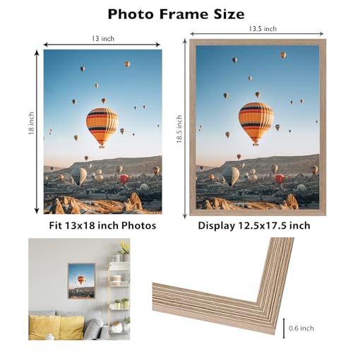Image of JCJMY 13x18 Picture Frame Rustic Brown for Poster Photo Picture, Horizontal and Vertical Formats for Wall Hanging, 13 x 18 Wall Gallery Poster Photo Frame for 13 by 18 Photos Posters, Rustic Brown
