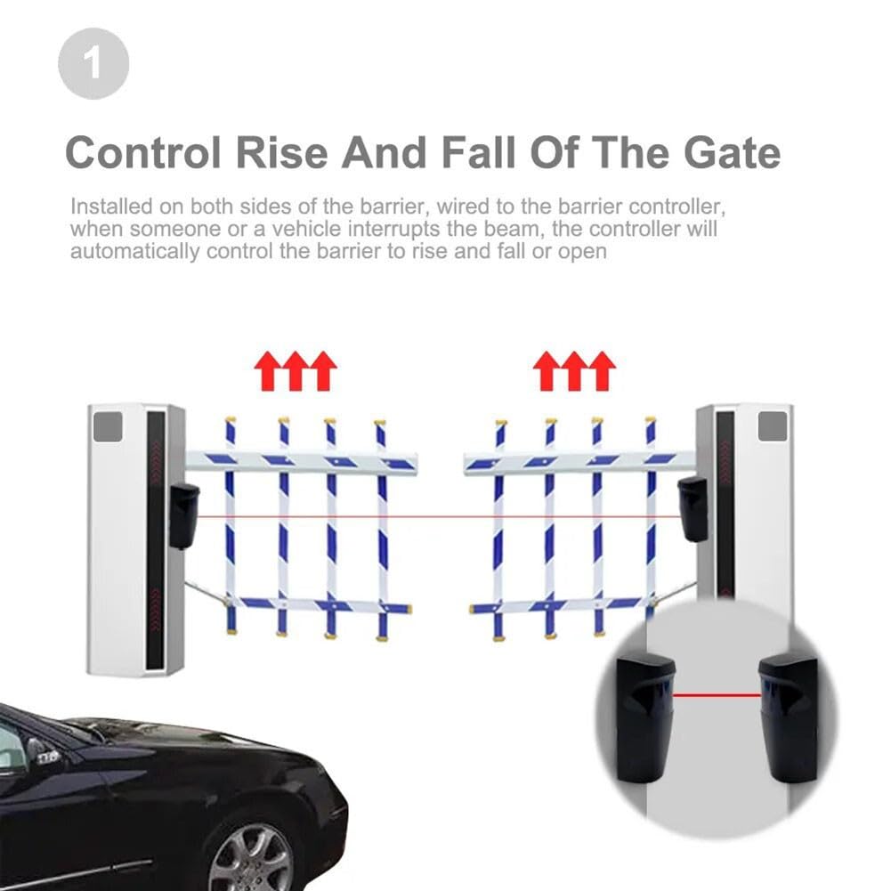 Sensor de haz de seguridad infrarrojo inalámbrico para puerta de garaje automática, impermeable IP55, distancia de detección de 5-15 m, funciona con pilas (2 AAA), con función de autodetección
