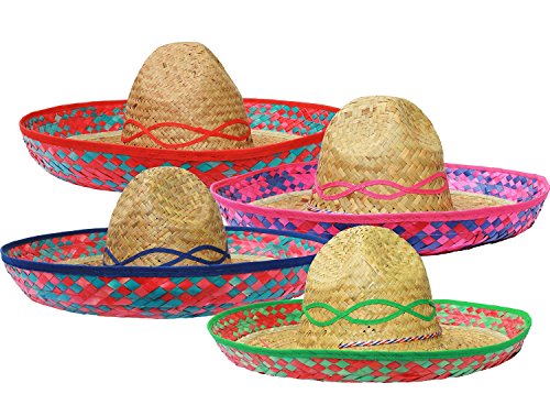 Sombrero Méxicain Paille pour Déguisement de Groupe Adulte Unisexe Pack de 6