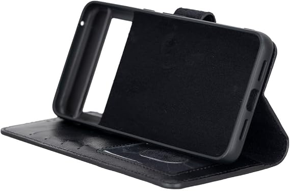 PLM Google Pixel 8 Pro Uyumlu Deri Cüzdanlı Kılıf Siyah