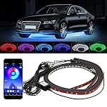 EVERGD 4Pcs RGB Underglow LED Neon Strip Light Kit - Waterproof with APP-Controlled Sound Active Function for Exterior Lighting
