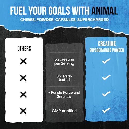 Image of Animal Supercharged Creatine Powder - Flavored Creatine Monohydrate Enhanced with Betaine Anhydrous, PurpleForce & Senactiv, Strength, Endurance, Muscle Recovery for Men and Women - Watermelon, 300g