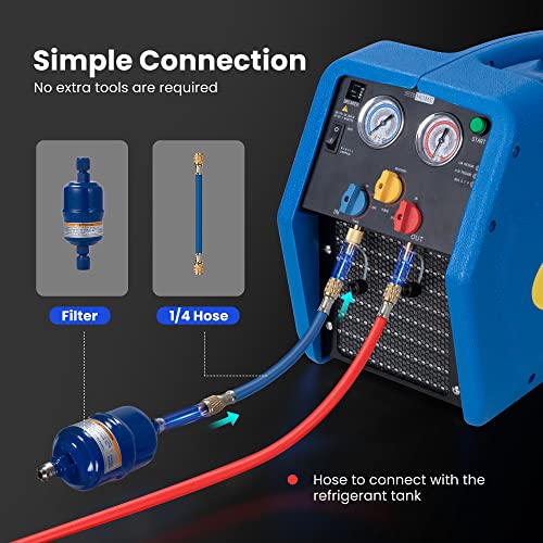 Máquina portátil de recuperación de refrigerante VIVOHOME R1234YF de 1 HP y bomba de vacío HVAC de 110 V, 1/4 HP y 3,5 CFM de etapa única con paletas rotativas miniatura 3