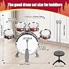 Kids Drum Set for Toddlers 1-3 3-5 - Musical Instruments Toys Drum Kit 9 Pcs with Stool, Birthday Musical Toys for Toddlers 3 4 5 Year Old Boys Girls