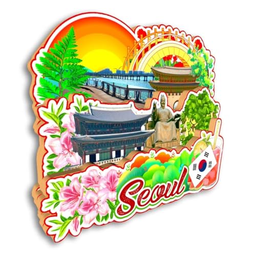 Imán decorativo refrigerador redondo de Seúl miniatura 3