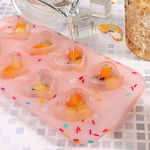 Image of Ice Cube Trays 3 Pack,Silicone Ice Cube Mold Maker with Lid,Heart Style Mold,for Chilling Whiskey, Cocktail, Beverages,Pudding Chocolate
