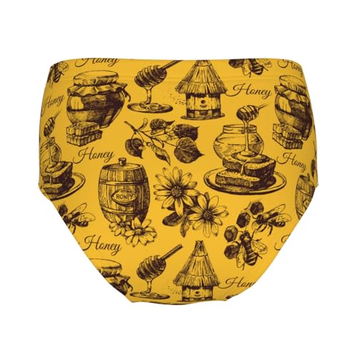 Hand Drawn Honey Sketch Girls' Underwear Soft Cotton Little Girls Panties Comfort Briefs2