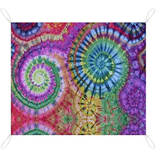 Vamabore Tie Dye Pattern Large Outdoor Picnic Blanket Waterproof Foldable Picnic Mat Beach Blanket 79