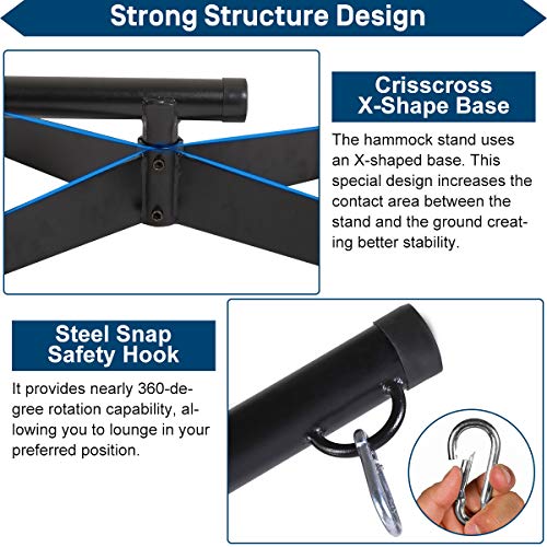 Hammock Chair Stand Portable Heavy Duty Solid Steel Stand Only Outdoor Indoor Hanging Chair Stand C Stand For Air Porch Swing Chair W/Weather-Resistant Finish, Offset Base, 360-Degree Rotation #TOP3