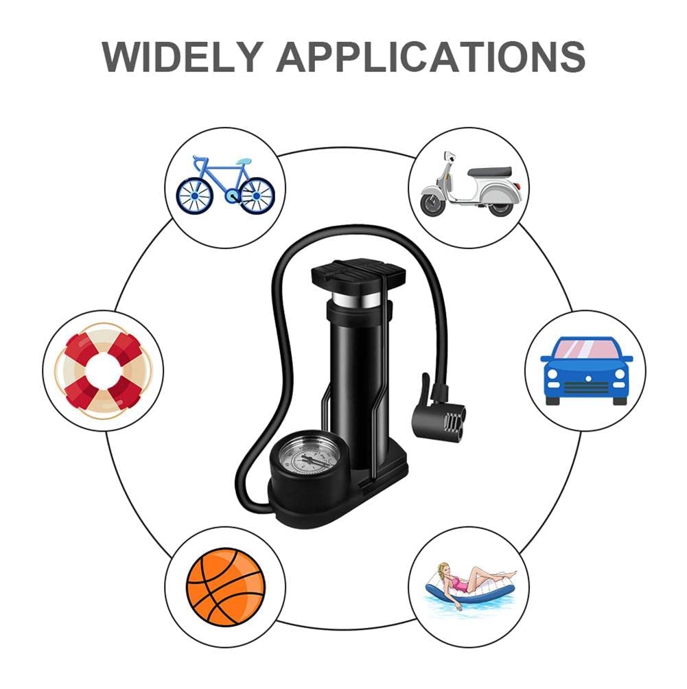 DOZERA Portable High Pressure Foot Activated Air Pump with Pressure Gauge,Small Portable Air Pump Compressor for Motorbike, Cars, Bicycle, Football,Balloon,Swiming Ring. 4