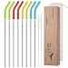 Stainless Steel Straws with Flexible Silicone Tips Reusable Metal Drinking Straws - Extra Long x 8mm Wide for 30oz 20oz Tumblers, Set of 8 with 2 Cleaning Brushes 1 Portable Case
