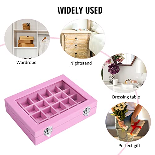 image for Vicoter Velvet Jewelry Box 24 Grid Jewelry Ring Display Organiser Box 