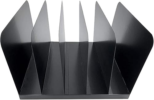 Miniatura 3 de Huron Carpeta organizadora de archivos de escritorio vertical con 5 ranuras, acero de grado comercial negro
