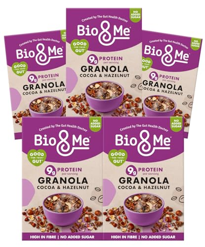 Image of Bio&Me Cocoa Hazelnut Granola 5-Pack (5 x 360g) – Vegan, High Fibre, No Added Sugar, Gut-Loving Breakfast Cereal