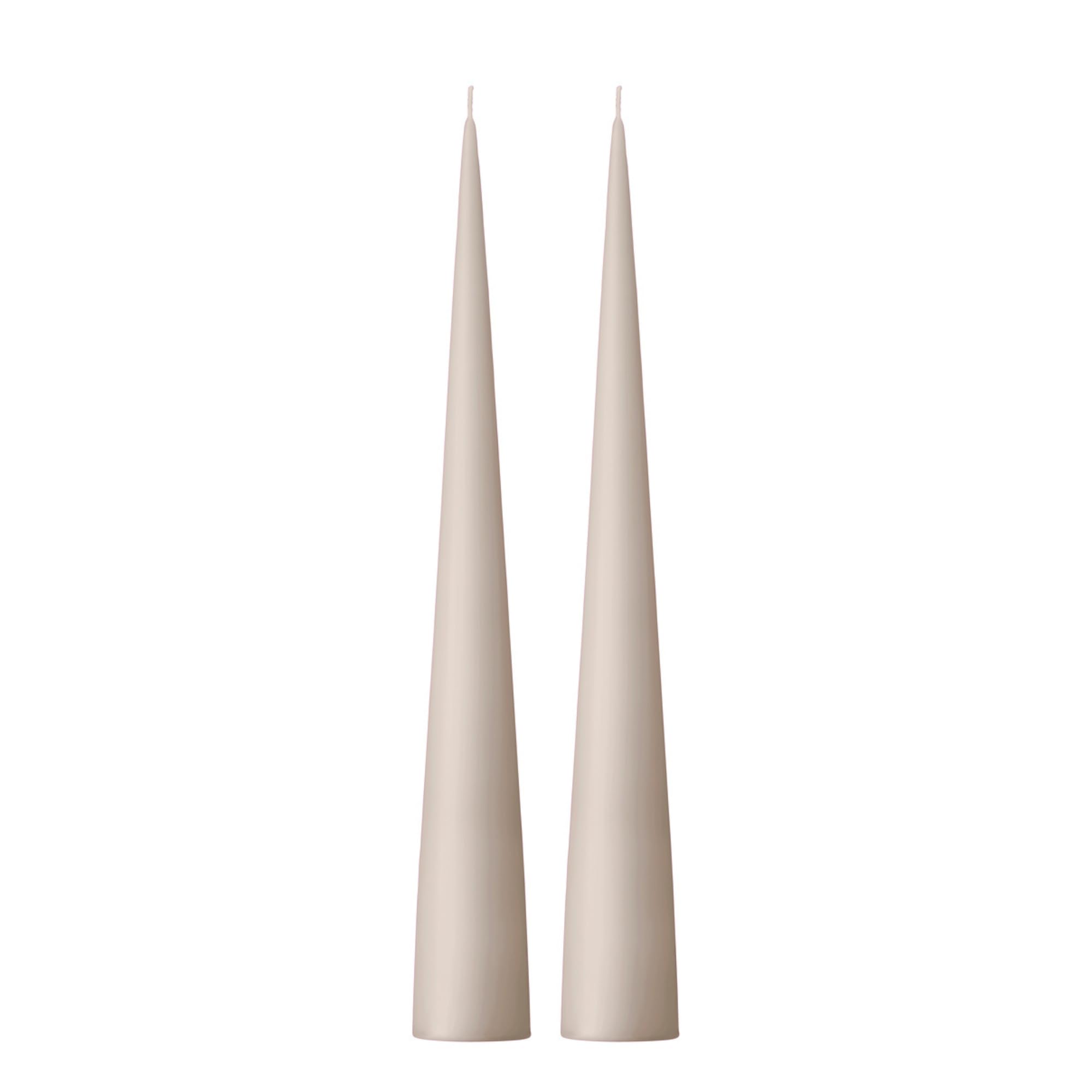 Ester & Erik Grey Linen Cone Candles - Set Of 2 In Giftbox - 25 Cm Tall Cone Candles With Cotton Wick - Made From 100% Fragrance-Free Unscented Pure Paraffin Wax - 13+ Hour Burn Time
