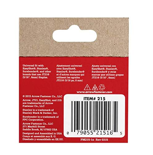 Arrow Fastener 215 Genuine Jt21/T27 5/16-Inch Staples, 1,000-Pack - 2 Pack #TOP2