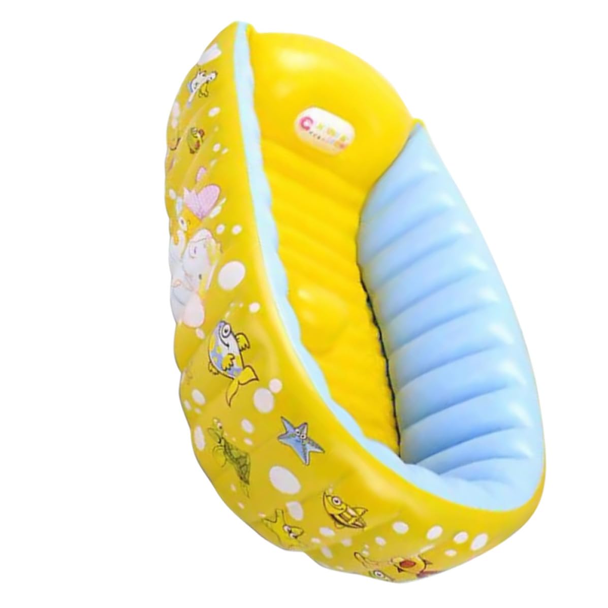 Vaschetta Bagno Gonfiabile per Bebè, Pvc Giallo | Design a Motivo Cartoon, Uso Interno e Gioco, Pratica e Facile da Riporre, Vasca Compatta