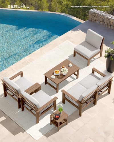 Image of SERWALL HDPE Outdoor Patio Furniture Set Outdoor Couch