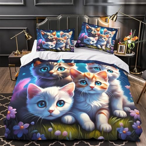 Housse de couette chatons parure de lit 3D imprimée haute densité