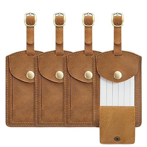 S-ZONE Leather Luggage Tags for Suitcases TSA Approved