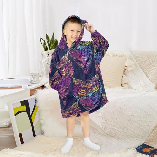 Couverture à capuche enfant pour soirées pyjama hibou - 6