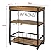 Haotian Bar Serving Cart, Home Myra Rustic Mobile Kitchen Serving cart with Removable Tray, Industrial Vintage Style Wood Metal Serving Trolley, Natural FKW56-N