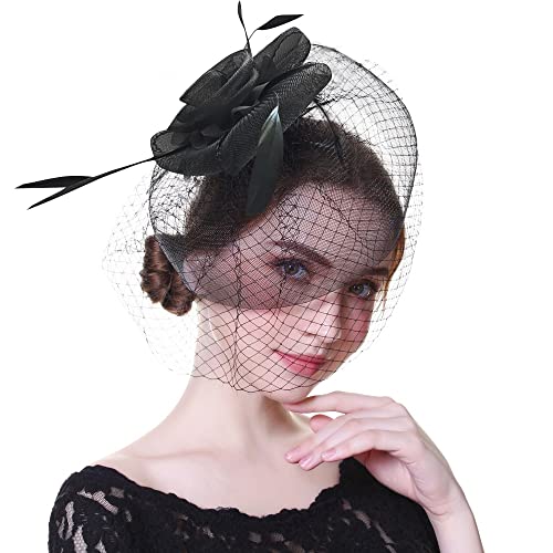 FDEETY Chapeau Bibi pour Femme Kentuck Derby Hat Tea Party Hat Bandeau Pince à Cheveux pour Cocktail de Mariage