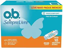 O.B. Absorvente Original Super, Branco, Pacote De 10 Unidades (Leve 10 pague 8)