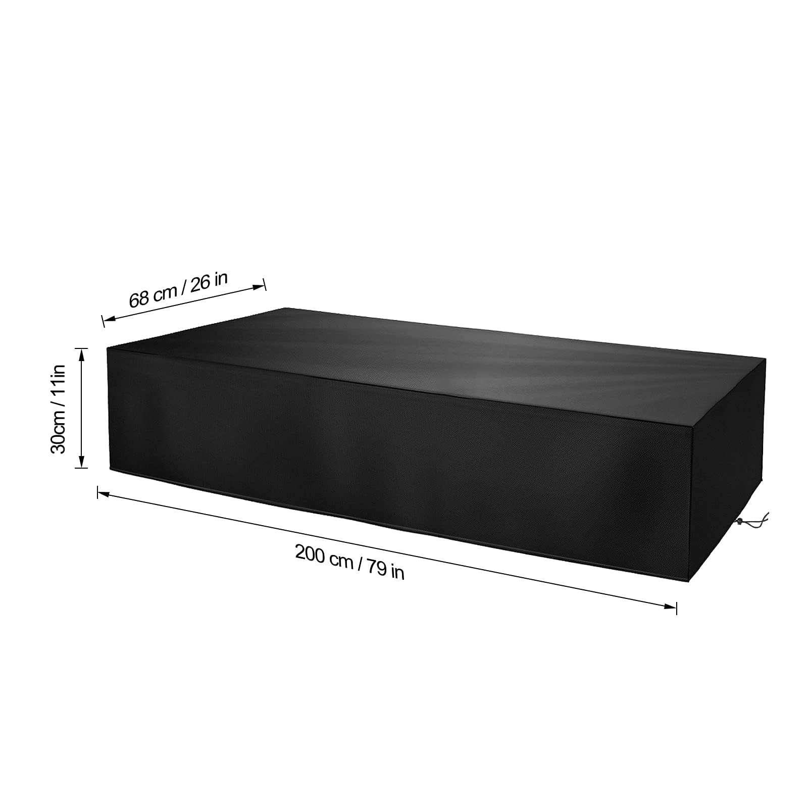 AOOWU Beschermhoes voor tuinligstoel, scheurvast, Oxford-beschermhoes, waterdicht, winddicht en uv-bescherming, 200 x 70 x 40/75 cm