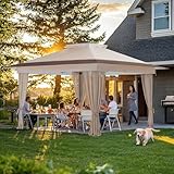 Amada 13x13 Pop Up Gazebo with Mosquito Net, 3-Height Adjustable,Screened Shelter for Patio & Camping | Instant Setup, UV50+ Canopy, Child-Safe Frame,Coffee