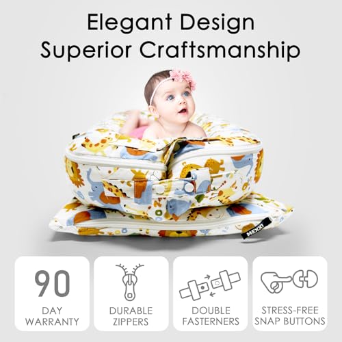 Image of Mexxi Infant Lounger Baby Nest Replacement Cover | Hypoallergenic | Premium | [Fits Dockatot Deluxe+] (Cover Only) (Happy Animals)