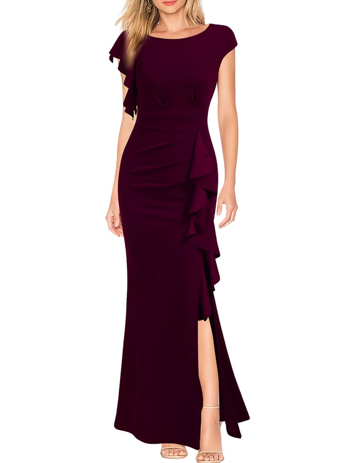 Elegante abito lungo aderente da donna 2026 a sirena, elegante design a spacco, abito da sera formale, perfetto per invitati a matrimoni, banchetti formali, feste e appuntamenti