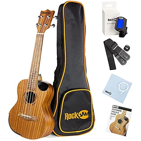 RockJam Premium Concert Ukulele Kit with Tuner, Gig Bag, Strap, Picks & Spare Strings, 4, Right, Natural, Full (RJUK-712C-N) Cover