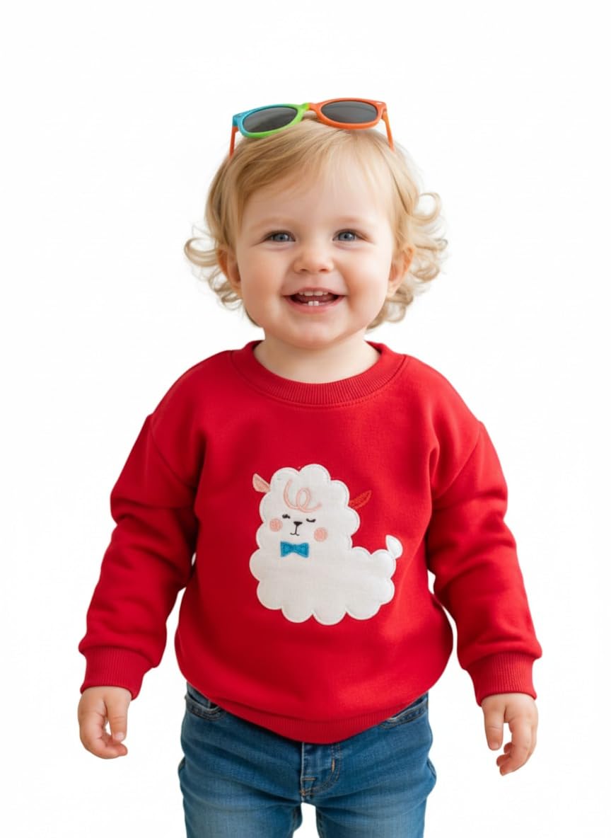 A.T.U.N. (ALL THINGS UBER NICE) Baby Girls Printed Winter Snug Fleece Sweatshirt | Soft Full Sleeve Round Neck Pullover | Warm Casual Wear for Kids