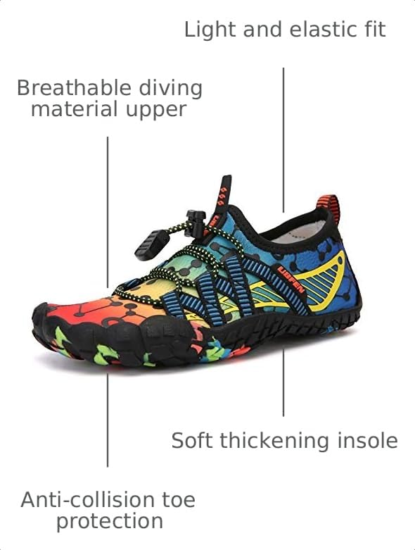 Image of UBFEN Kids Water Shoes for Boys Girls Quick-Dry Swim Aqua Socks | Lightweight, Barefoot-style, Perfect for Water parks, Beach, Pool, Kayak, Creek Hiking, Camping, Toddler, Little Kid, Big Kid