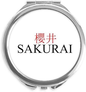 Shkurai Japaness City Name Red Sun Flag Hand Compact Mirror Round Portable Pocket Glass