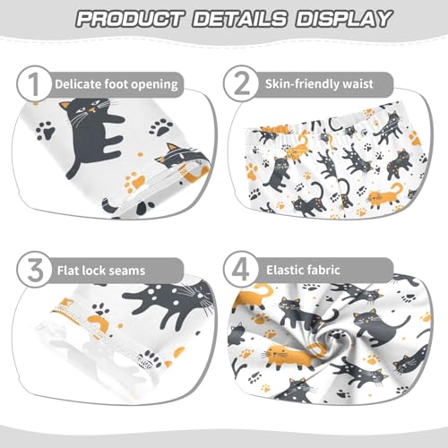 Black and Yellow Cat Girls Leggings Athletic Pants Tights Stretch Bottom3