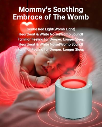 Image of Sleep Sound Machine: Red Light Therapy White Noise Sound Machine with 38 Soothing Sounds & Calming Womb Soother, Memory Function, Dimmable Nursery Night Light with Timer for Baby Adult Gift (Slate)